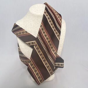 Christian Dior Mens Neck Tie Chocolate Brown Floral Embroidered Diagonal Stripes